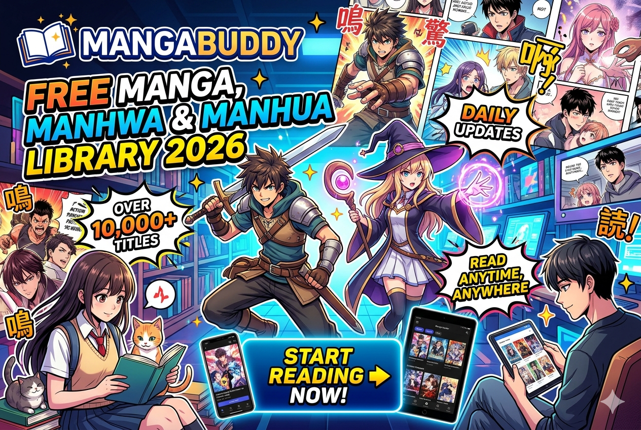 Mangabuddy reading interface showing manga list and chapter viewer
